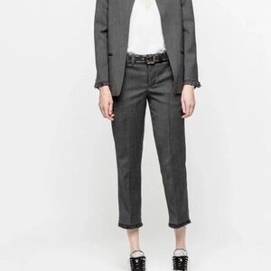 Zadig & Voltaire Gray Posh Franges Hem Straight Leg Dress Pants Size 34